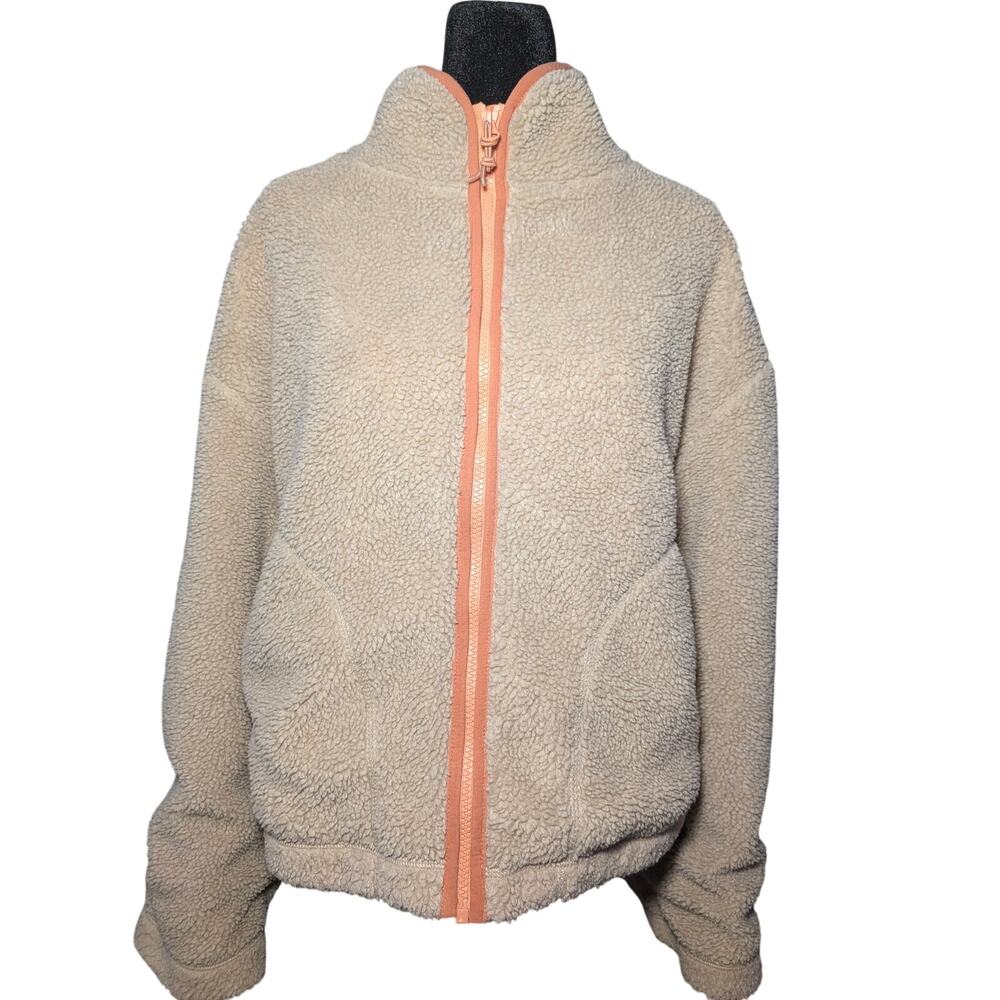 Madewell x Penfield Haight Fleece Jacket Cream Orange Trim Women's Size Medium